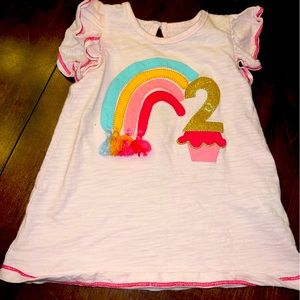 Mudpie 24M girls birthday “2” shirt. Rainbow and cupcake detail